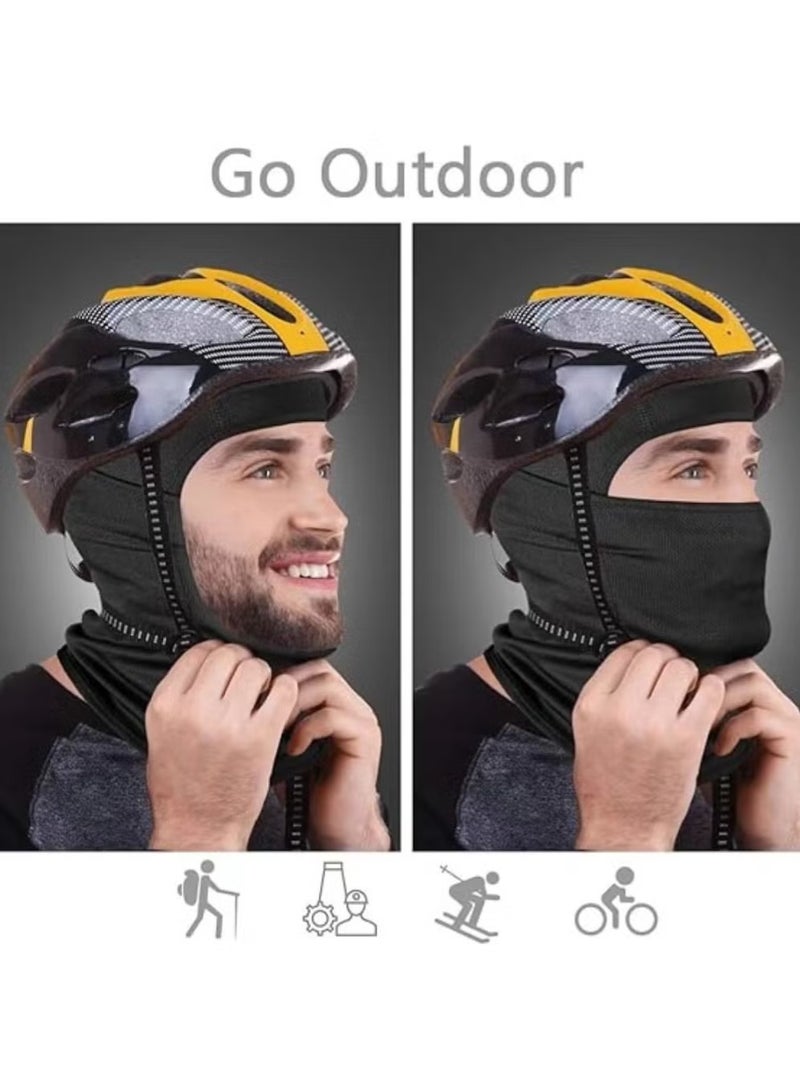 2pcs Balaclava وجه قناع الأشعة فوق البنفسجية حماية الجليد الحرير للرجال النساء شمس هود ركوب الدراجات، التسلق، الجري (الأسود + الرمادي) - Image 3